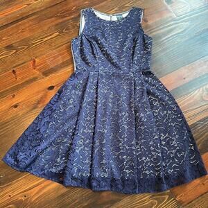 Gabby Skye | Women's Blue & White Sleeveless Dress | Size 10 | 0755